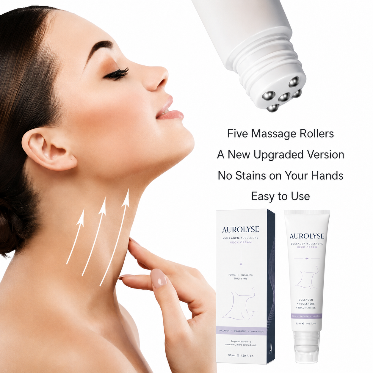AUROLYSE™ 5-Roller Neck Firming Cream – Collagen & Hyaluronic Acid for Smoother, Tighter-Looking Neck Skin
