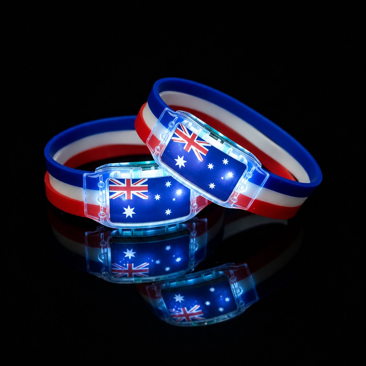 2PCS LED Light Up National Flag Wristbands