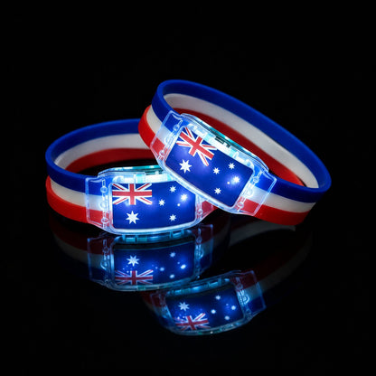 2PCS LED Light Up National Flag Wristbands