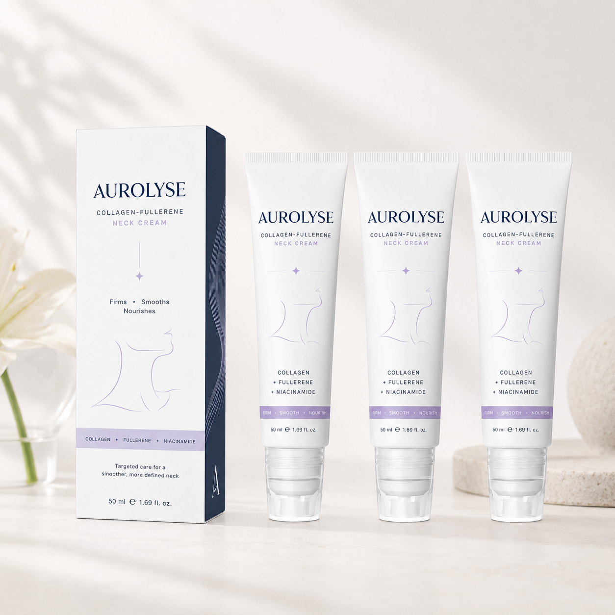 AUROLYSE™ 5-Roller Neck Firming Cream – Collagen & Hyaluronic Acid for Smoother, Tighter-Looking Neck Skin